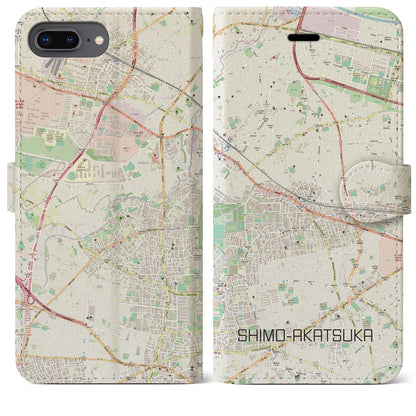【下赤塚（東京都）】地図柄iPhoneケース（手帳タイプ）ナチュラル・iPhone 8Plus /7Plus / 6sPlus / 6Plus 用