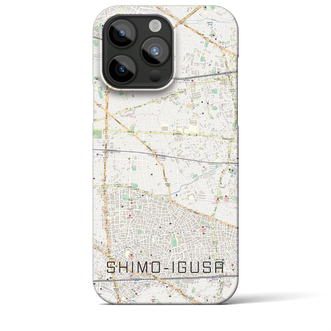 【下井草】地図柄iPhoneケース（バックカバータイプ・ナチュラル）iPhone 15 Pro Max 用