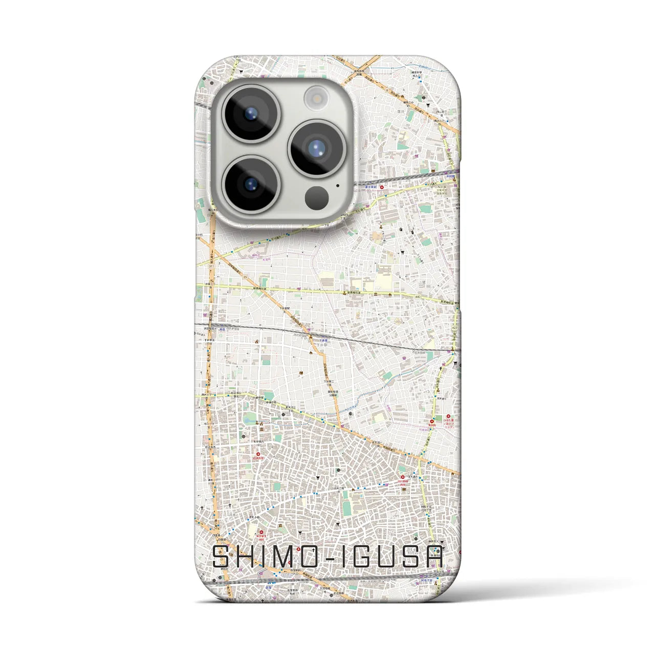 【下井草】地図柄iPhoneケース（バックカバータイプ・ナチュラル）iPhone 15 Pro 用