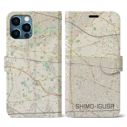 【下井草（東京都）】地図柄iPhoneケース（手帳タイプ）ナチュラル・iPhone 12 / 12 Pro 用