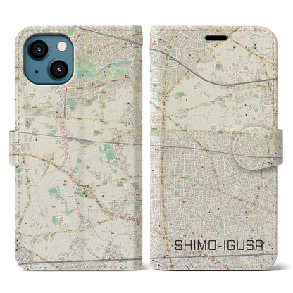 【下井草（東京都）】地図柄iPhoneケース（手帳タイプ）ナチュラル・iPhone 13 用