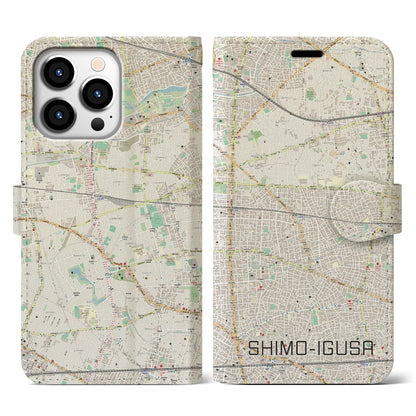 【下井草（東京都）】地図柄iPhoneケース（手帳タイプ）ナチュラル・iPhone 13 Pro 用