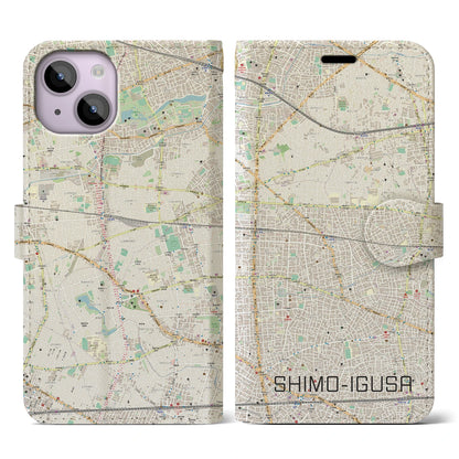 【下井草（東京都）】地図柄iPhoneケース（手帳タイプ）ナチュラル・iPhone 14 用