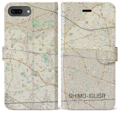 【下井草（東京都）】地図柄iPhoneケース（手帳タイプ）ナチュラル・iPhone 8Plus /7Plus / 6sPlus / 6Plus 用