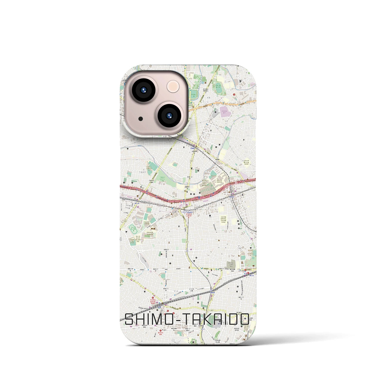 【下高井戸】地図柄iPhoneケース（バックカバータイプ・ナチュラル）iPhone 13 mini 用