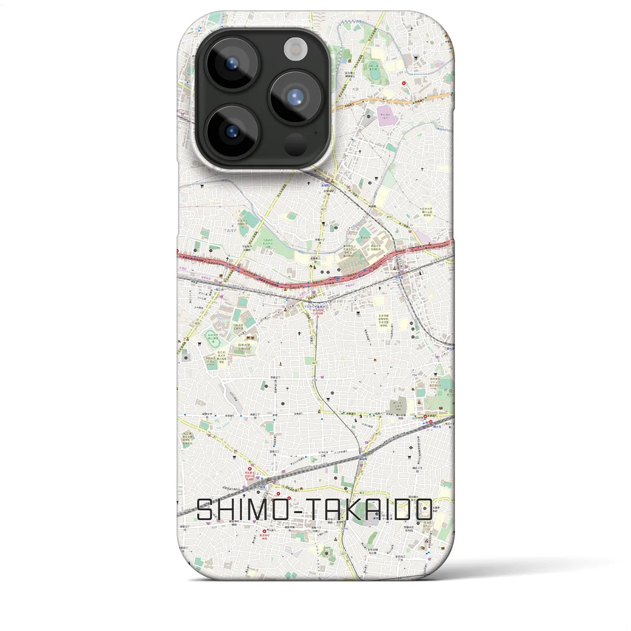 【下高井戸】地図柄iPhoneケース（バックカバータイプ・ナチュラル）iPhone 15 Pro Max 用