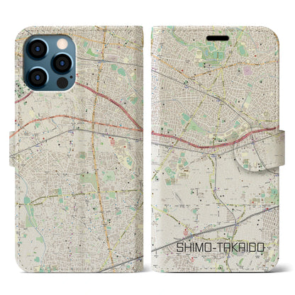 【下高井戸（東京都）】地図柄iPhoneケース（手帳タイプ）ナチュラル・iPhone 12 / 12 Pro 用