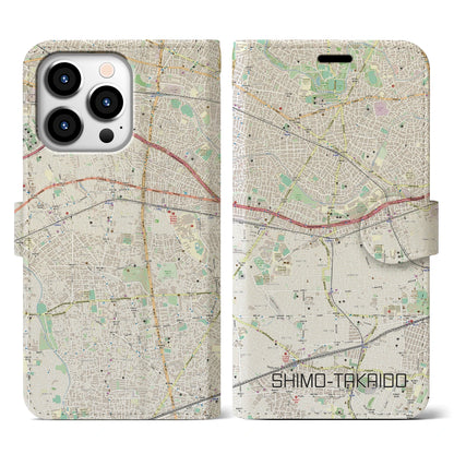 【下高井戸（東京都）】地図柄iPhoneケース（手帳タイプ）ナチュラル・iPhone 13 Pro 用