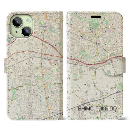 【下高井戸（東京都）】地図柄iPhoneケース（手帳タイプ）ナチュラル・iPhone 15 用