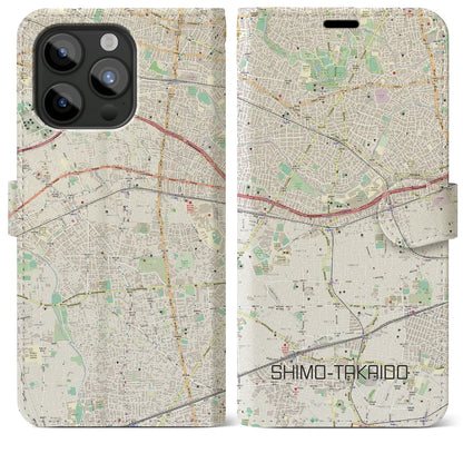 【下高井戸（東京都）】地図柄iPhoneケース（手帳タイプ）ナチュラル・iPhone 15 Pro Max 用