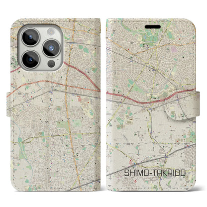 【下高井戸（東京都）】地図柄iPhoneケース（手帳タイプ）ナチュラル・iPhone 15 Pro 用