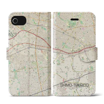 【下高井戸（東京都）】地図柄iPhoneケース（手帳タイプ）ナチュラル・iPhone SE（第3 / 第2世代） / 8 / 7 / 6s / 6 用