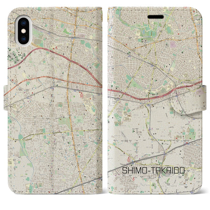 【下高井戸（東京都）】地図柄iPhoneケース（手帳タイプ）ナチュラル・iPhone XS Max 用