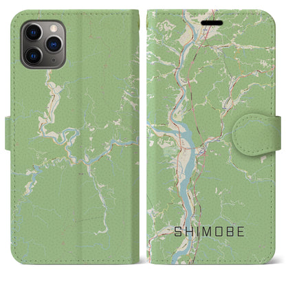 【下部（山梨県）】地図柄iPhoneケース（手帳タイプ）ナチュラル・iPhone 11 Pro Max 用