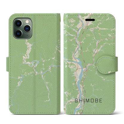 【下部（山梨県）】地図柄iPhoneケース（手帳タイプ）ナチュラル・iPhone 11 Pro 用