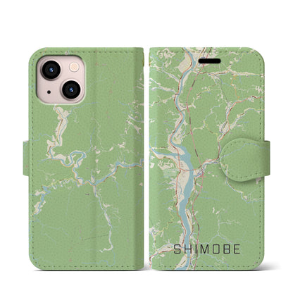 【下部（山梨県）】地図柄iPhoneケース（手帳タイプ）ナチュラル・iPhone 13 mini 用