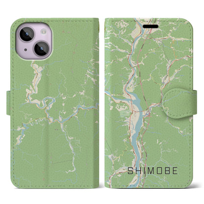 【下部（山梨県）】地図柄iPhoneケース（手帳タイプ）ナチュラル・iPhone 14 用