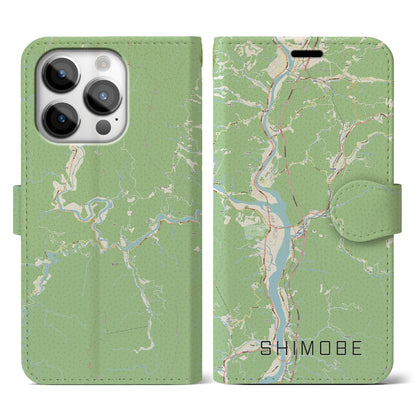 【下部（山梨県）】地図柄iPhoneケース（手帳タイプ）ナチュラル・iPhone 14 Pro 用