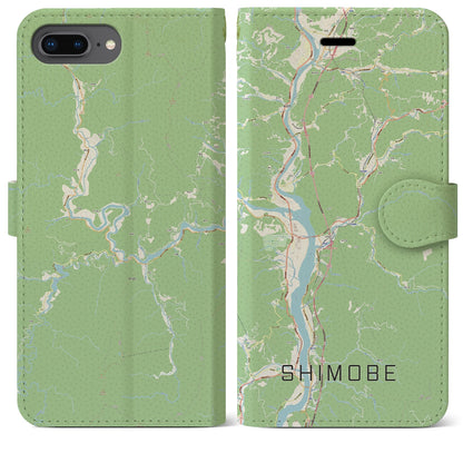 【下部（山梨県）】地図柄iPhoneケース（手帳タイプ）ナチュラル・iPhone 8Plus /7Plus / 6sPlus / 6Plus 用