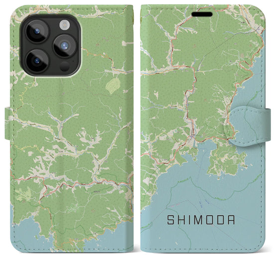【下田】地図柄iPhoneケース（手帳両面タイプ・ナチュラル）iPhone 15 Pro Max 用