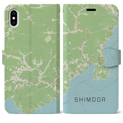 【下田（静岡県）】地図柄iPhoneケース（手帳タイプ）ナチュラル・iPhone XS Max 用