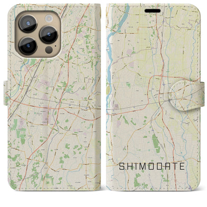 【下館（茨城県）】地図柄iPhoneケース（手帳タイプ）ナチュラル・iPhone 14 Pro Max 用