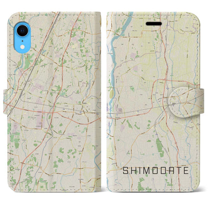 【下館（茨城県）】地図柄iPhoneケース（手帳タイプ）ナチュラル・iPhone XR 用