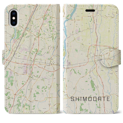 【下館（茨城県）】地図柄iPhoneケース（手帳タイプ）ナチュラル・iPhone XS Max 用