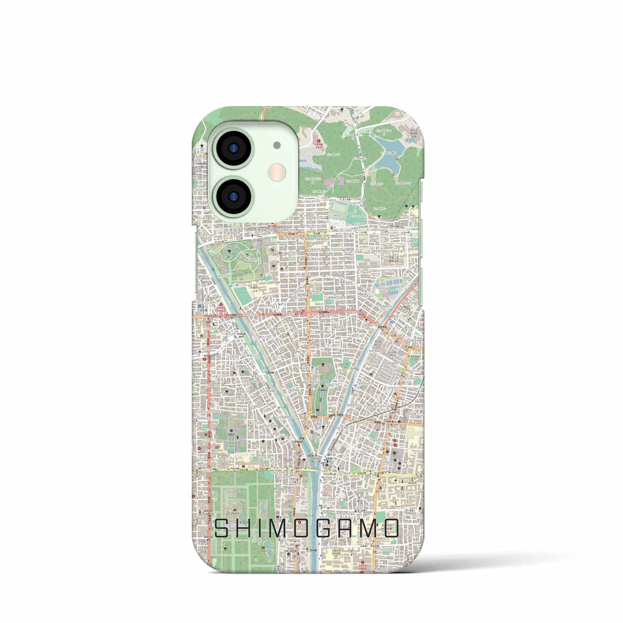 【下鴨】地図柄iPhoneケース（バックカバータイプ・ナチュラル）iPhone 12 mini 用