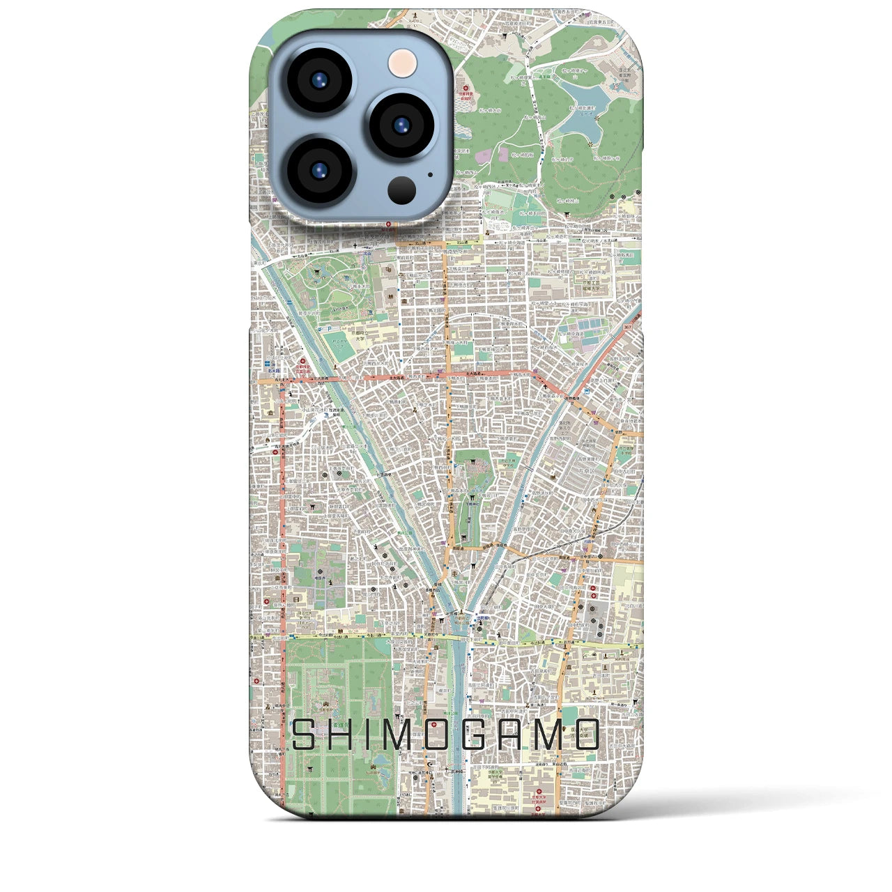 【下鴨】地図柄iPhoneケース（バックカバータイプ・ナチュラル）iPhone 13 Pro Max 用