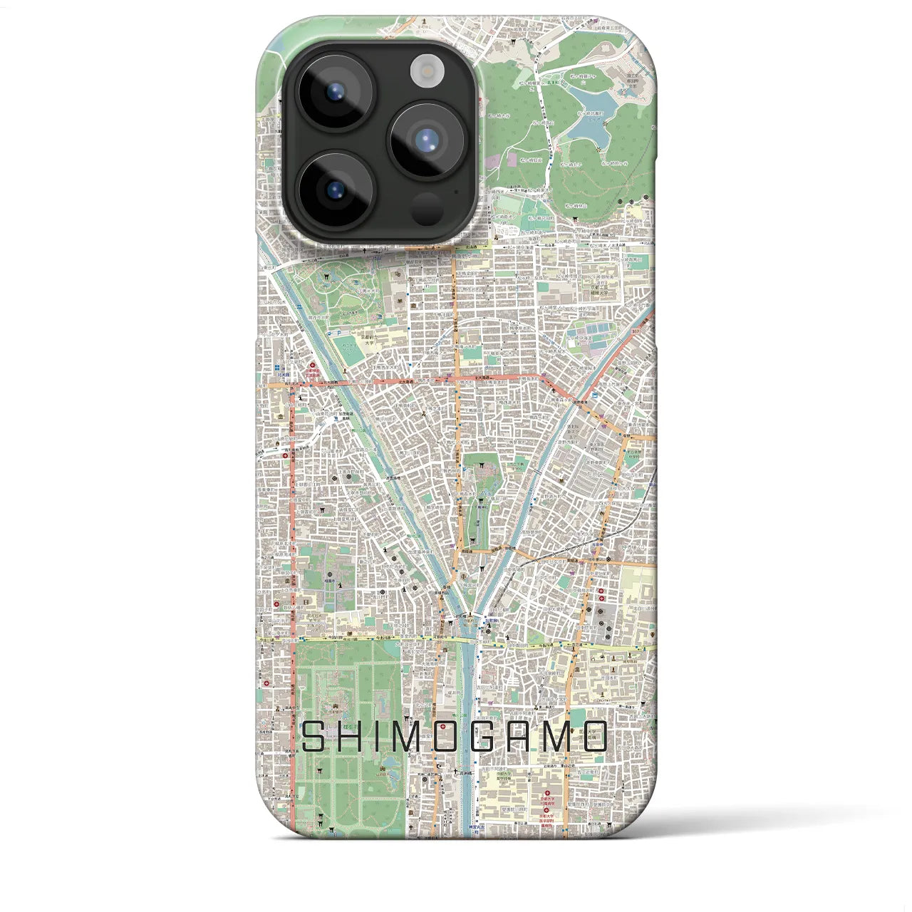 【下鴨】地図柄iPhoneケース（バックカバータイプ・ナチュラル）iPhone 15 Pro Max 用