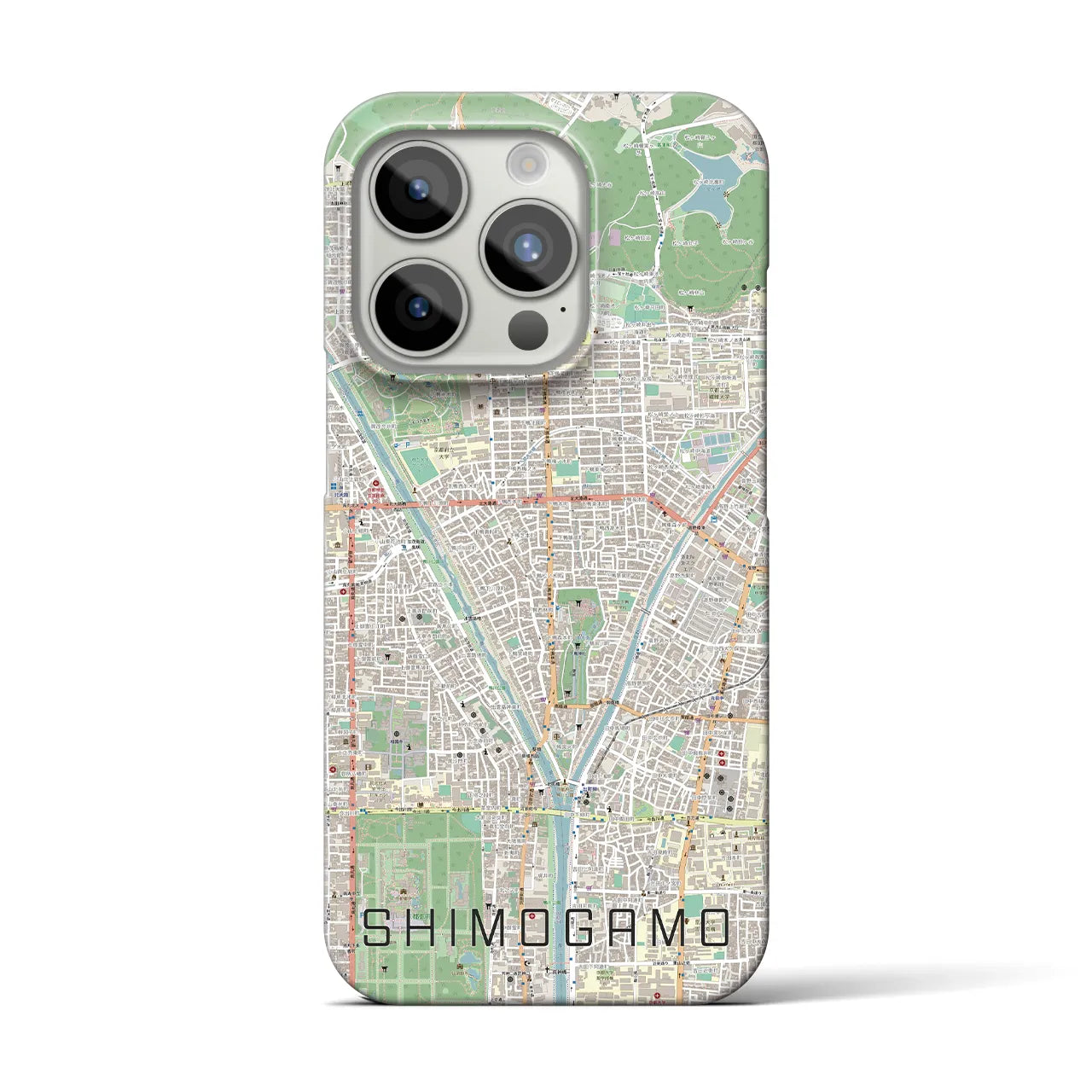 【下鴨】地図柄iPhoneケース（バックカバータイプ・ナチュラル）iPhone 15 Pro 用
