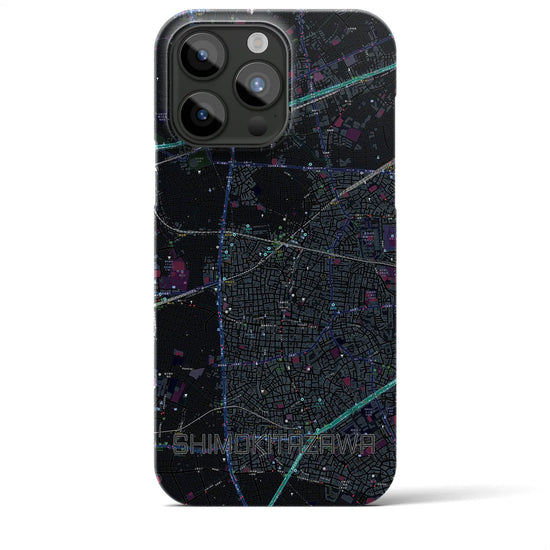 【下北沢】地図柄iPhoneケース（バックカバータイプ・ブラック）iPhone 15 Pro Max 用