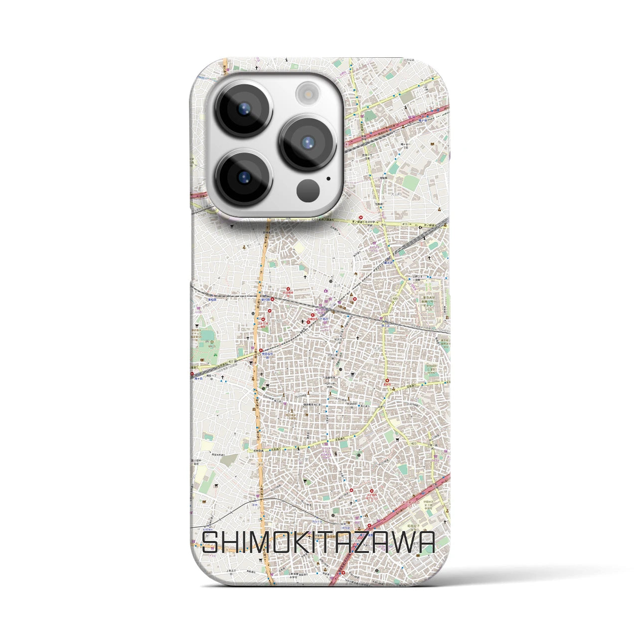 【下北沢】地図柄iPhoneケース（バックカバータイプ・ナチュラル）iPhone 14 Pro 用