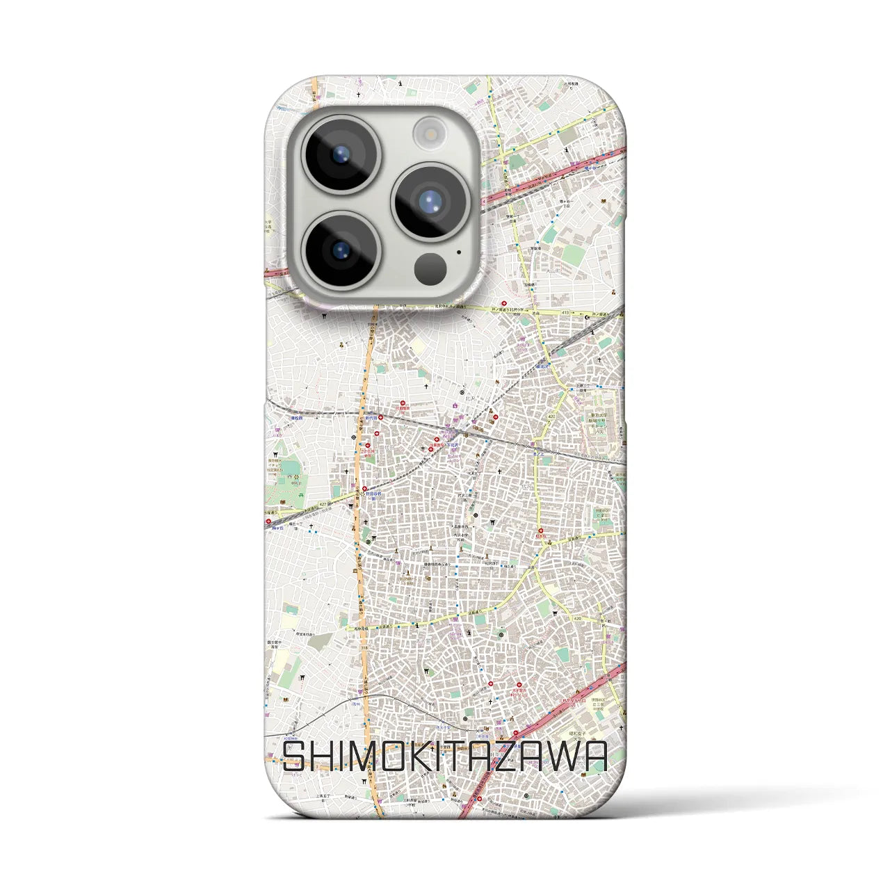 【下北沢】地図柄iPhoneケース（バックカバータイプ・ナチュラル）iPhone 15 Pro 用