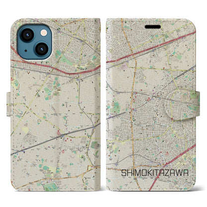 【下北沢（東京都）】地図柄iPhoneケース（手帳タイプ）ナチュラル・iPhone 13 用