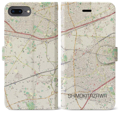 【下北沢（東京都）】地図柄iPhoneケース（手帳タイプ）ナチュラル・iPhone 8Plus /7Plus / 6sPlus / 6Plus 用