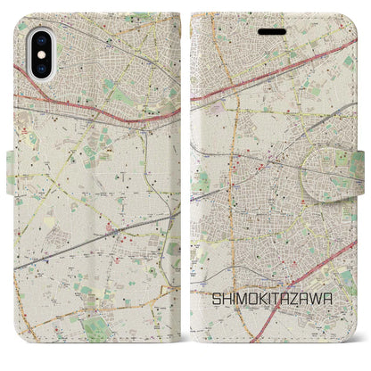 【下北沢（東京都）】地図柄iPhoneケース（手帳タイプ）ナチュラル・iPhone XS Max 用