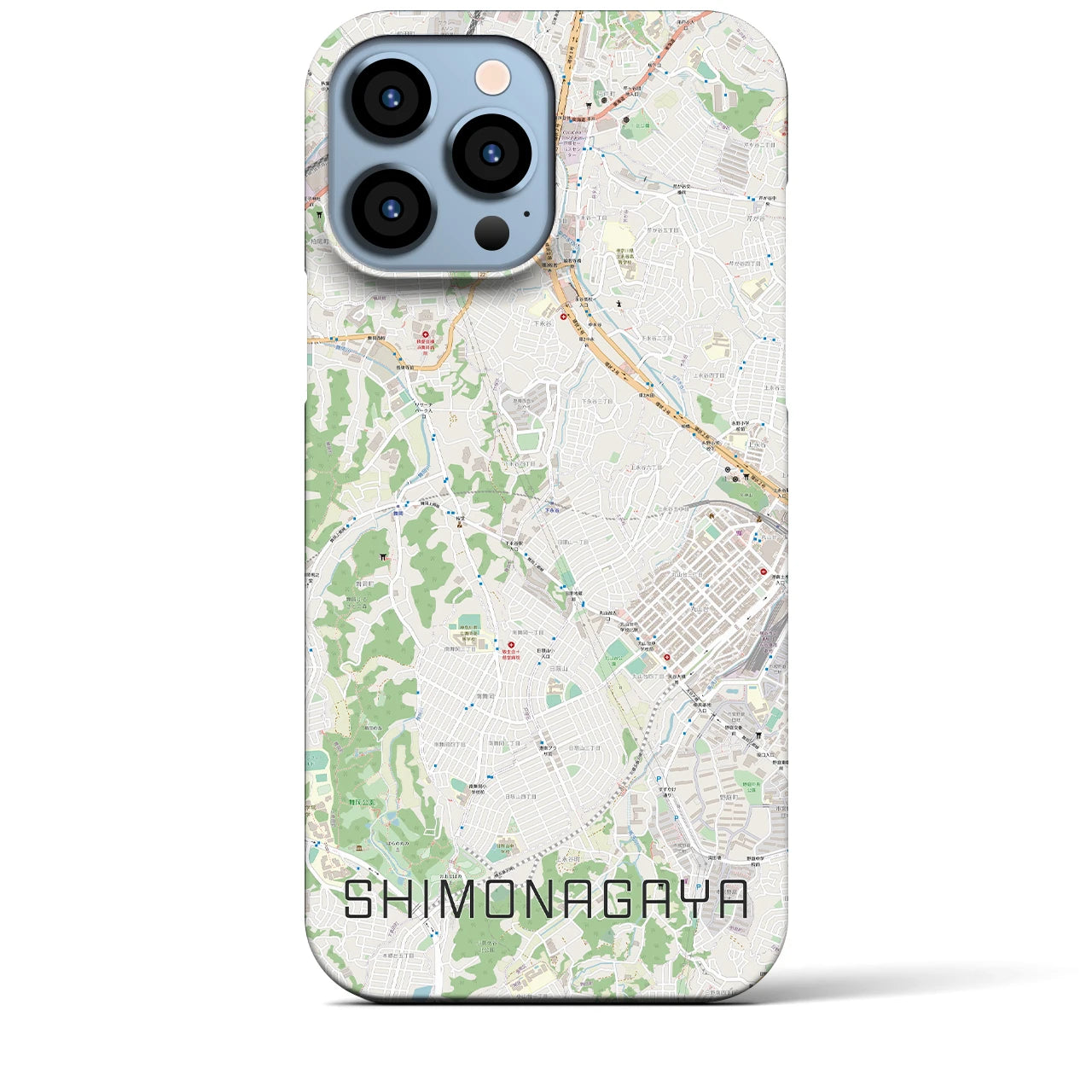 【下永谷】地図柄iPhoneケース（バックカバータイプ・ナチュラル）iPhone 13 Pro Max 用