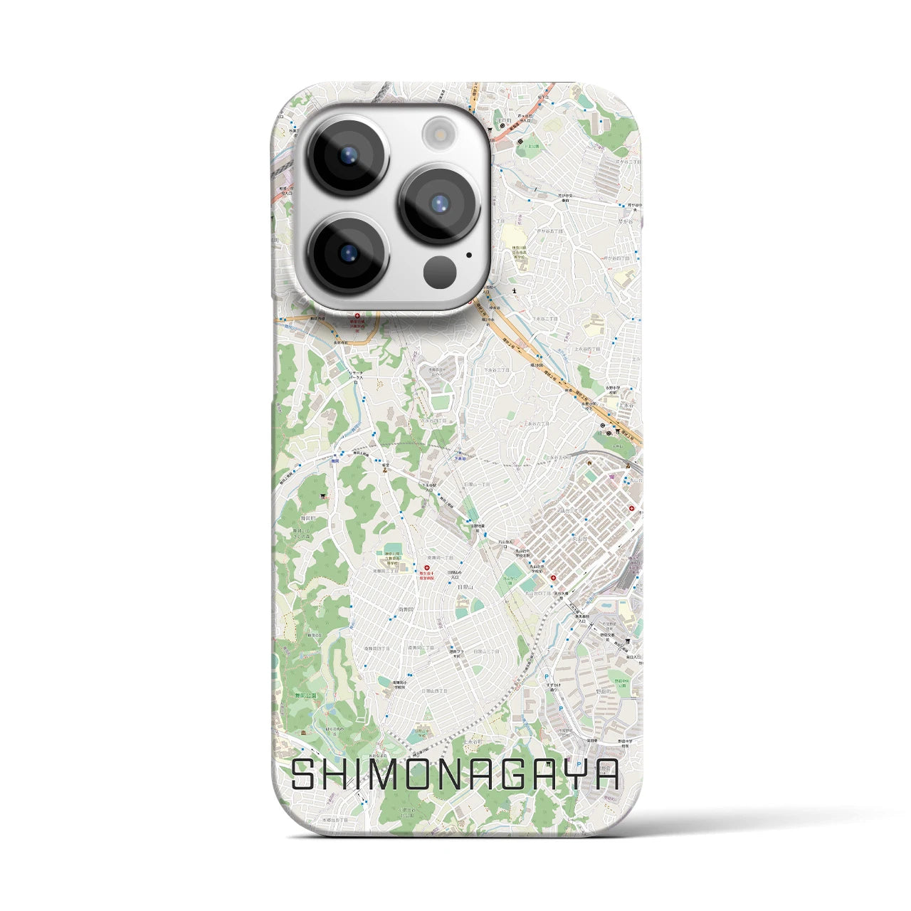 【下永谷】地図柄iPhoneケース（バックカバータイプ・ナチュラル）iPhone 14 Pro 用