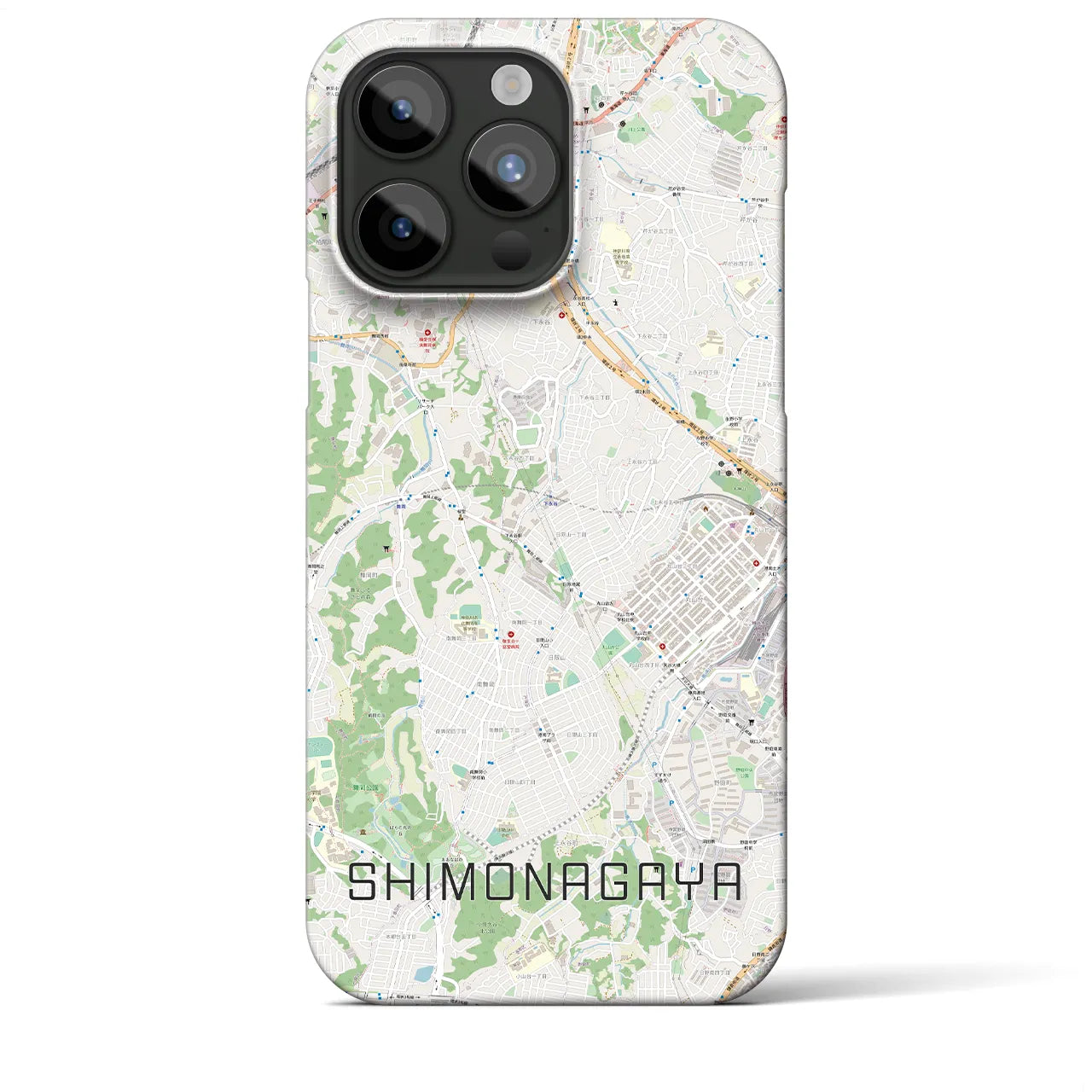 【下永谷】地図柄iPhoneケース（バックカバータイプ・ナチュラル）iPhone 15 Pro Max 用