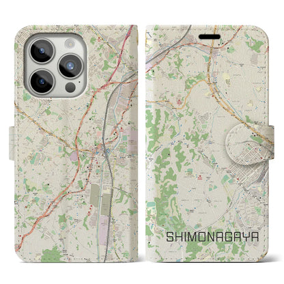 【下永谷（神奈川県）】地図柄iPhoneケース（手帳タイプ）ナチュラル・iPhone 15 Pro 用