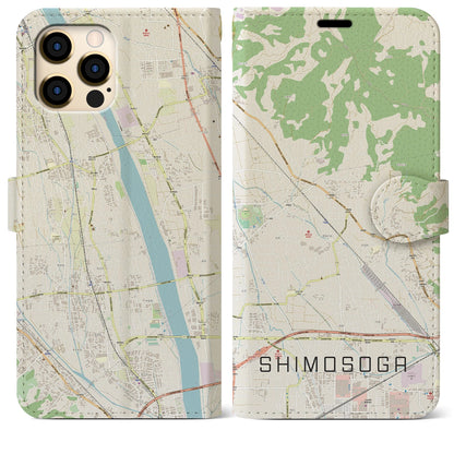 【下曽我（神奈川県）】地図柄iPhoneケース（手帳タイプ）ナチュラル・iPhone 12 Pro Max 用