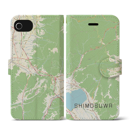 【下諏訪（長野県）】地図柄iPhoneケース（手帳タイプ）ナチュラル・iPhone SE（第3 / 第2世代） / 8 / 7 / 6s / 6 用