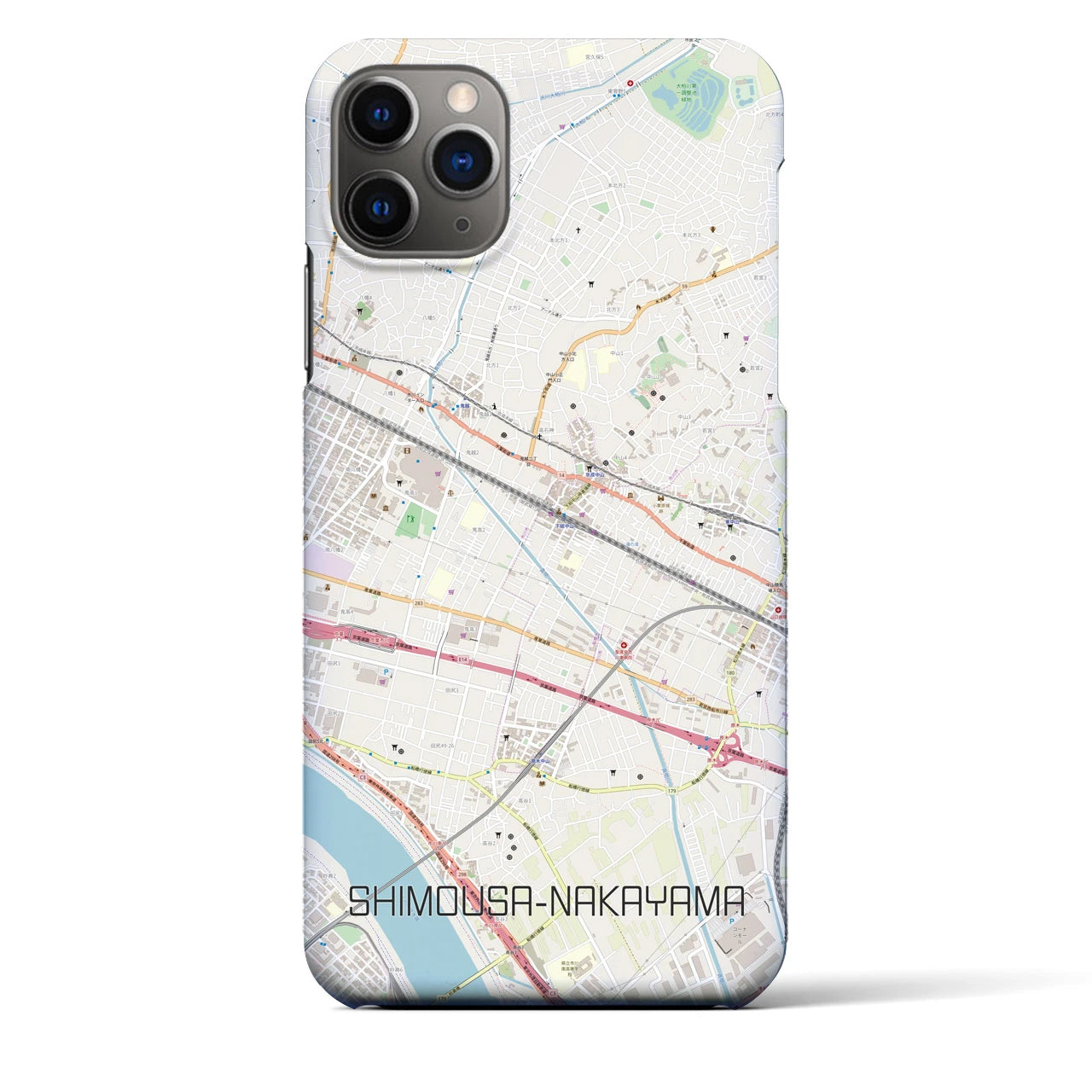 【下総中山】地図柄iPhoneケース（バックカバータイプ・ナチュラル）iPhone 11 Pro Max 用