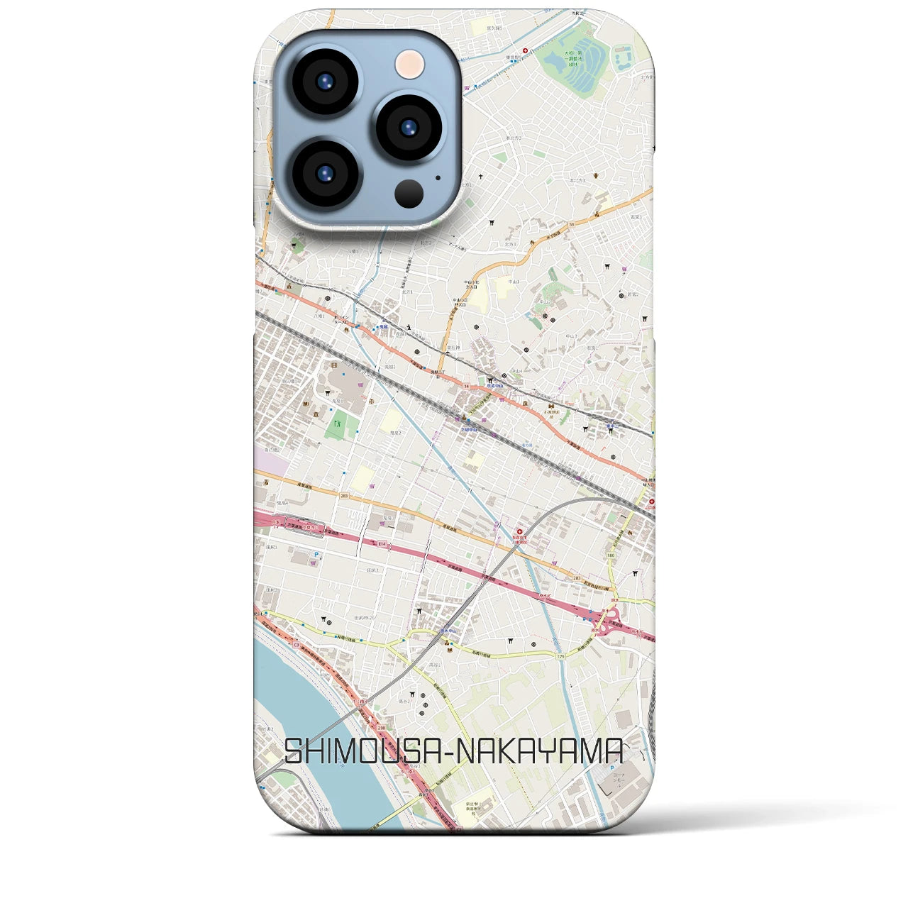 【下総中山】地図柄iPhoneケース（バックカバータイプ・ナチュラル）iPhone 13 Pro Max 用