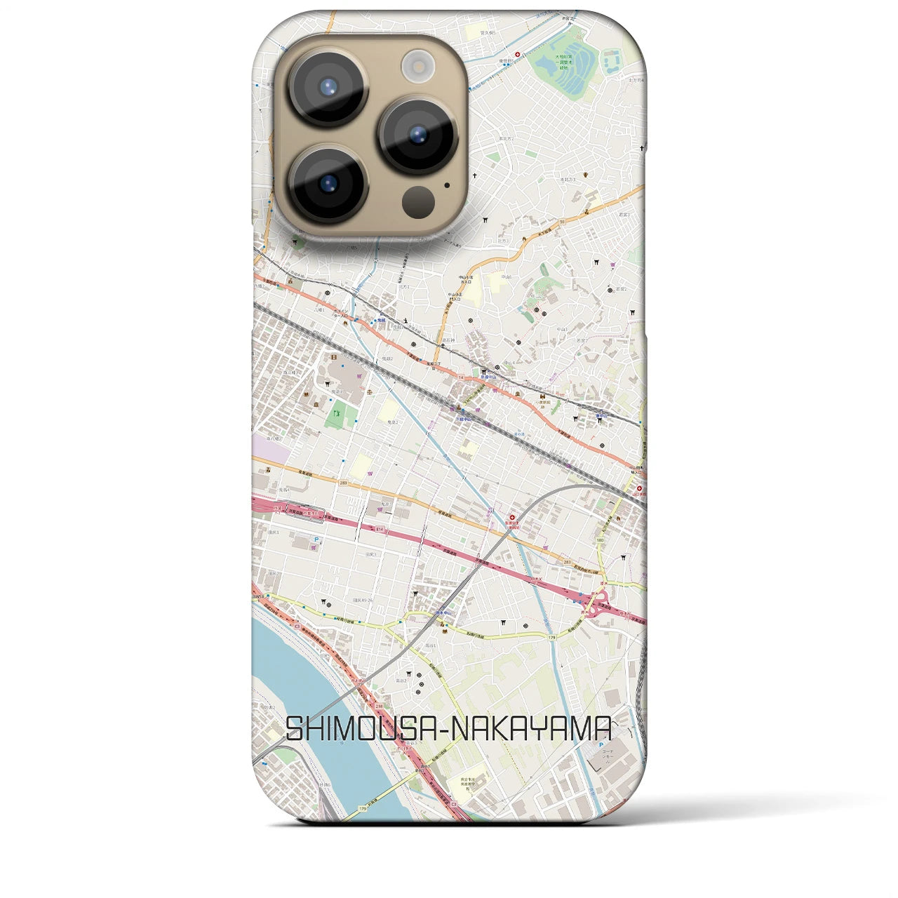 【下総中山】地図柄iPhoneケース（バックカバータイプ・ナチュラル）iPhone 14 Pro Max 用