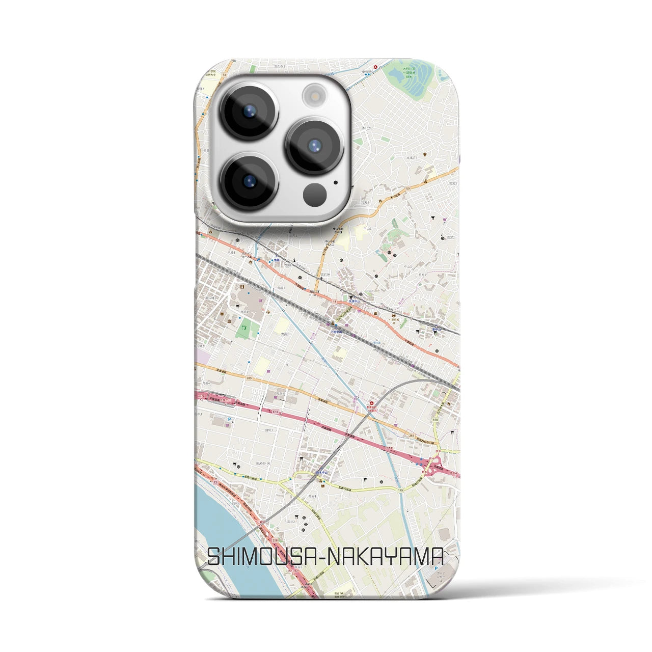 【下総中山】地図柄iPhoneケース（バックカバータイプ・ナチュラル）iPhone 14 Pro 用
