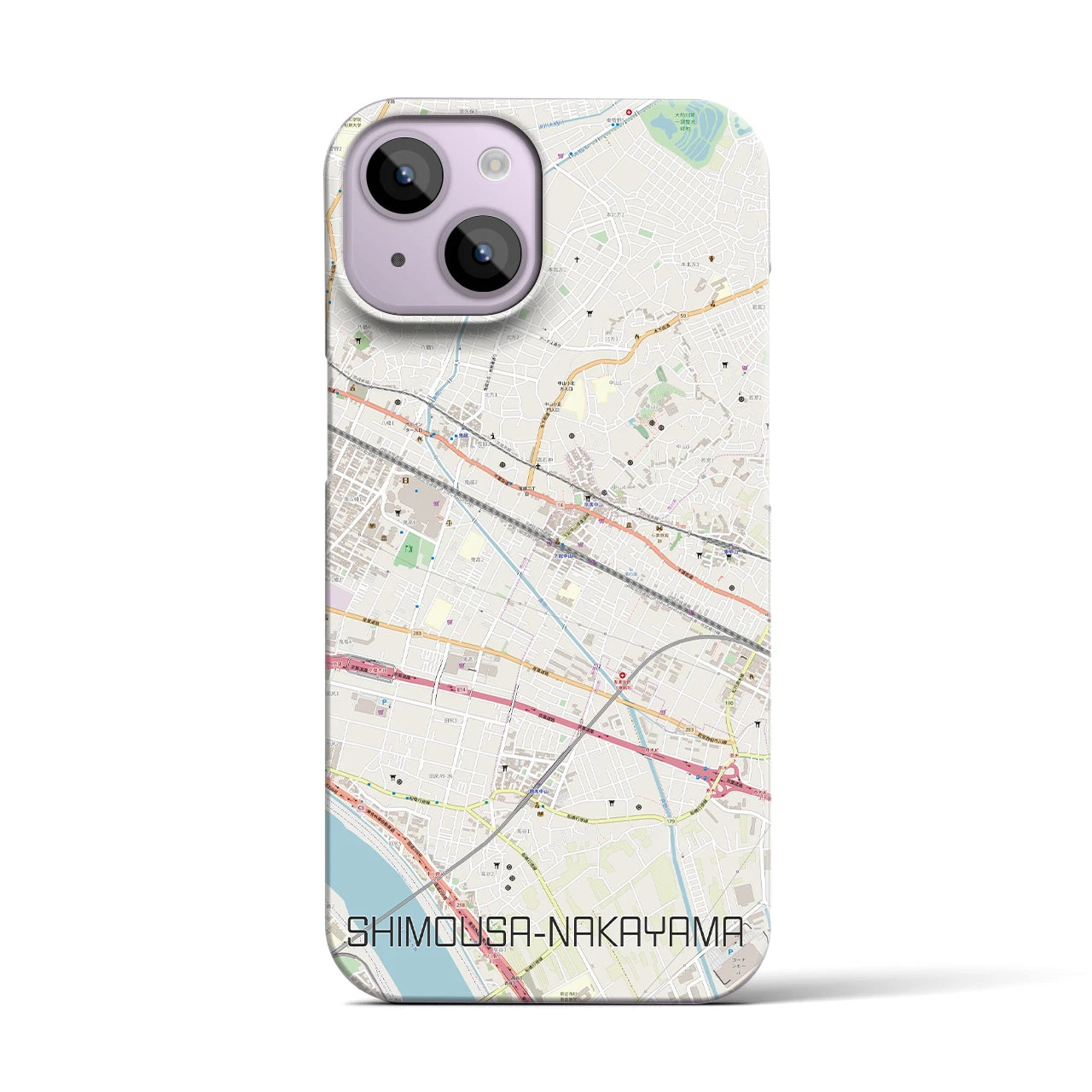 【下総中山】地図柄iPhoneケース（バックカバータイプ・ナチュラル）iPhone 14 用