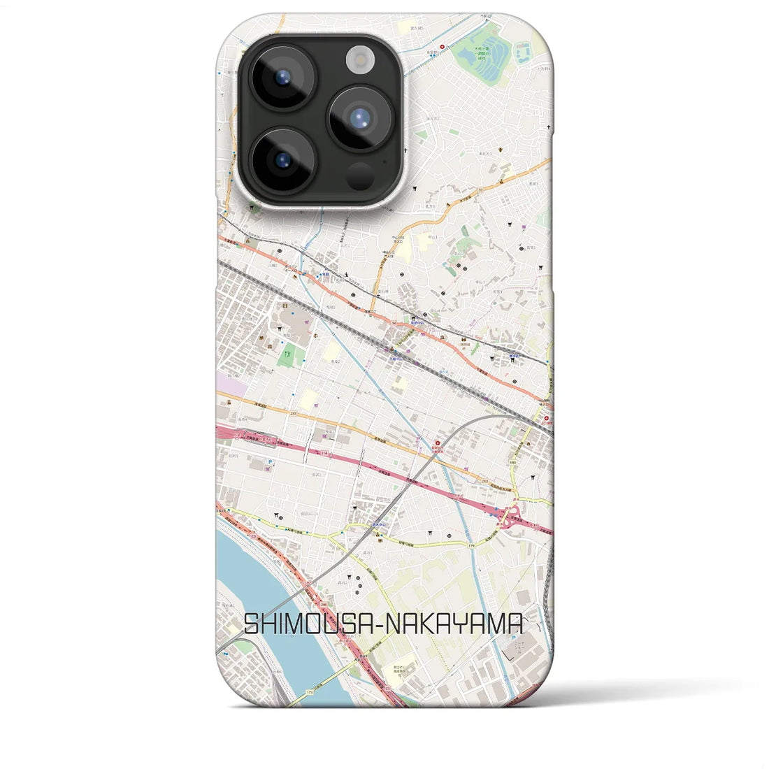 【下総中山】地図柄iPhoneケース（バックカバータイプ・ナチュラル）iPhone 15 Pro Max 用